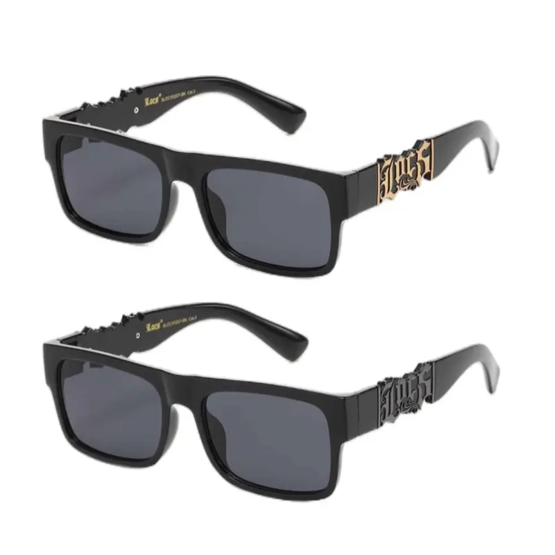 Locs small logo Sunglasses with Dark Lenses, Gold Logo, Black logo, Stylish Design Rectangular Polarized