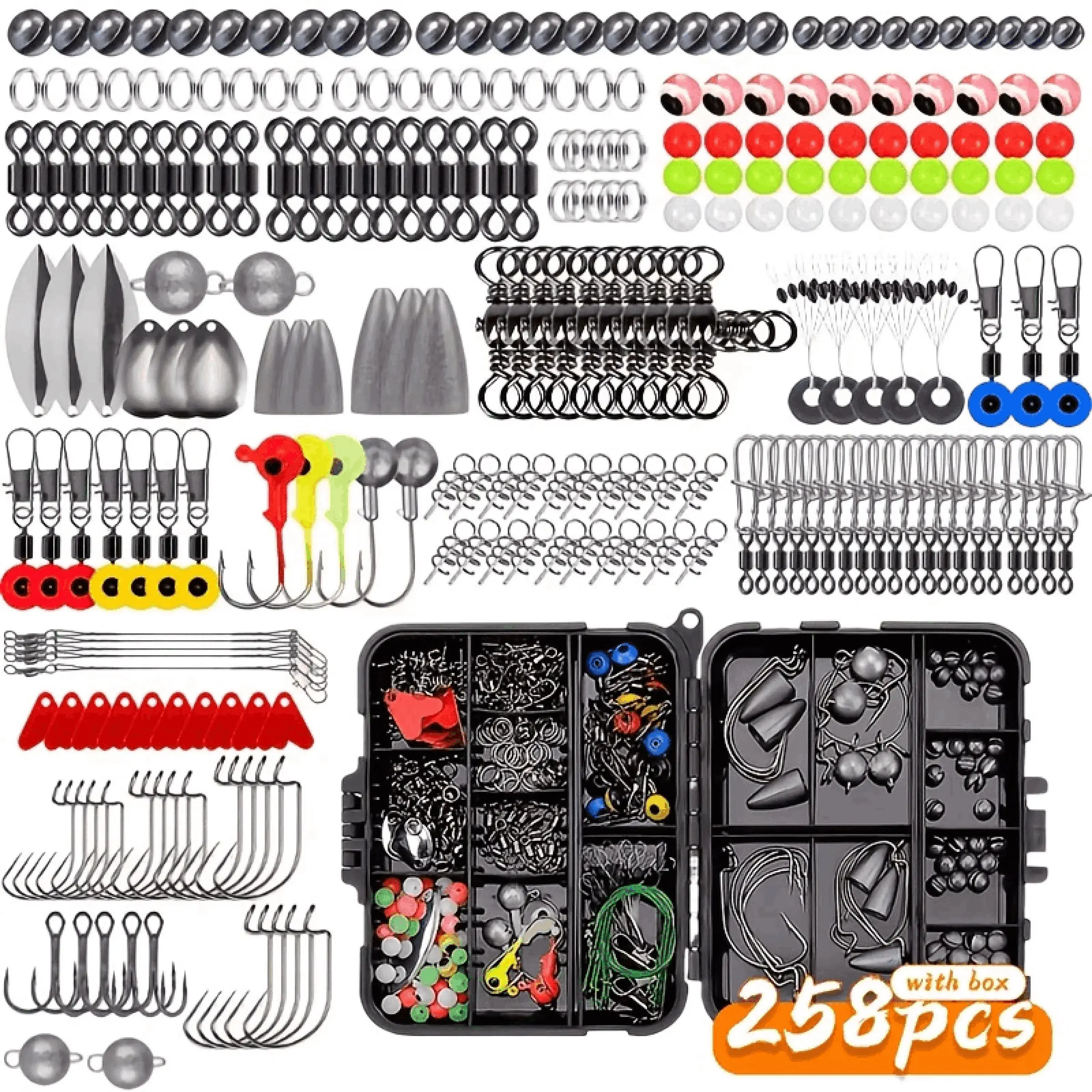 Takami Fishing Gear Kit, 258 Pieces, Includes Weights, Hooks, Connectors, Ideal for Sea and Nearshore Fishing, Complete Set, Fishing Tackle, Fishing Gear Supplies, Fishing Equipment