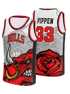 Michael Jordan #23 Chicago Basketball Jersey & Rose Graphic Breathable Mesh Sleeveless for Jordan Fans, Collectors & Streetwear Enthusiasts Quick-drying sports basketball vest jersey