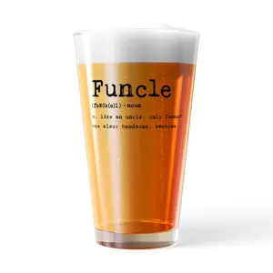 Funcle Definition Pint Glass Funny Uncle Family Fun Graphic Novelty Cup-16 oz Funny Drinking Glasses Uncle  Funny Sarcastic  Novelty Drinking Glasses White Standard