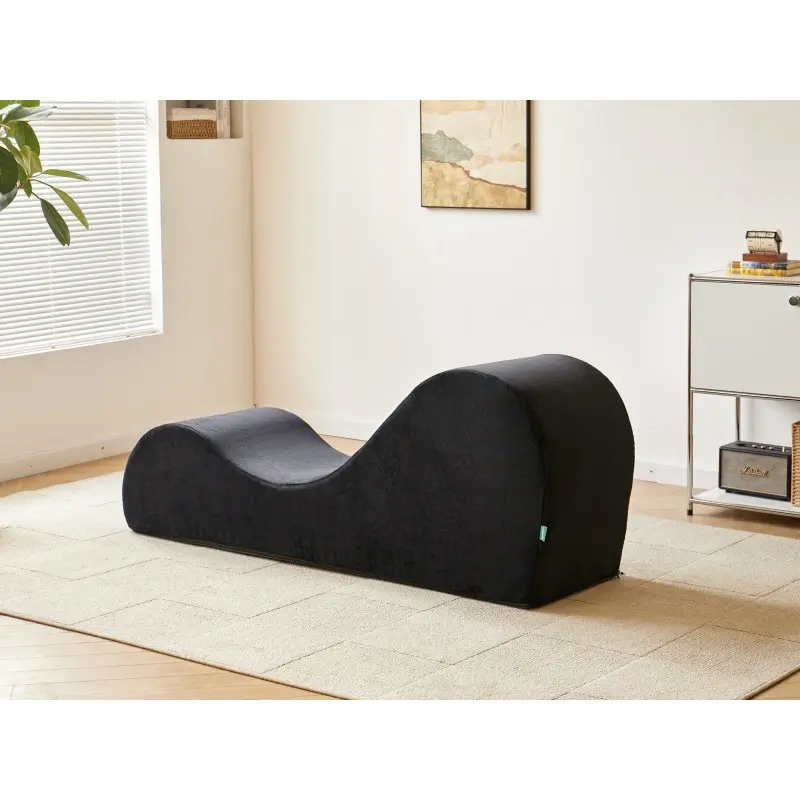Solace Yoga Chaise Lounge Chair for Stretching, Relaxation & Exercise, Ergonomic Design with Soft Yet Firm High-Density Foam Core, Removable Machine-Washable Cover, Black