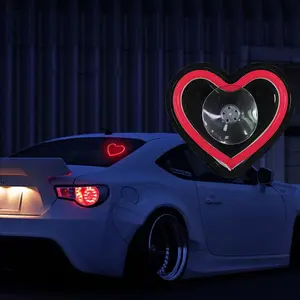 Car Triangular Windows Solar Heart-Shaped Led Car Ambient Light Smart Vibration Sensor, 3 Modes, Suction Cup Installation No Wiring