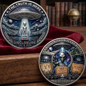 2026 UFO Disclosure Commemorative Coin, Alien Area Challenge Coin, The Truth Is Here Unredacted Files - Sci-Fi Geek & Ufology Collector Gift