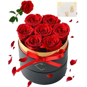 Forever Flowers Preserved Roses in a Box - 7 Preserved Flowers in a Box Last 2-3 Years, Rose Forever Birthday Flower Gifts for Women Her Wife Anniversary Mothers Rose Gift for Her