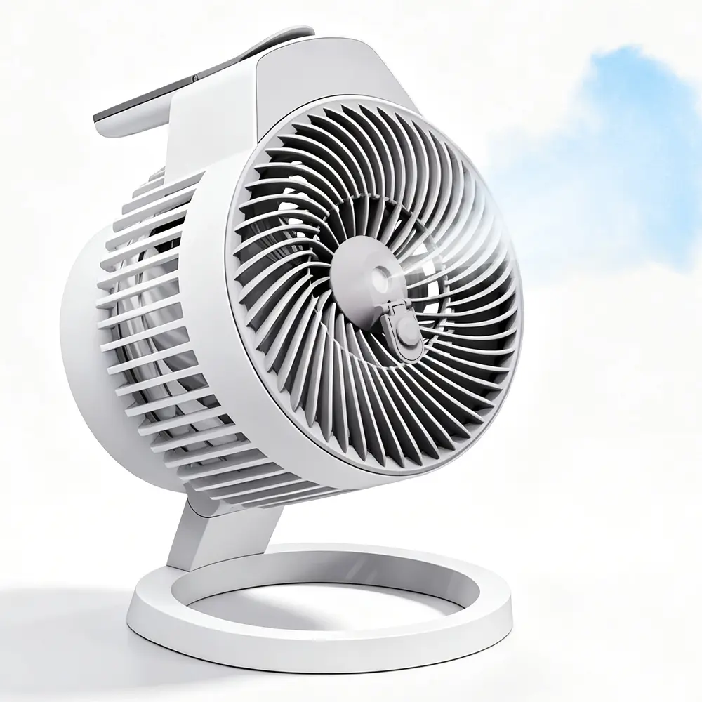 Portable Misting Fan, Rechargeable Cordless Outdoor Fan with 3 Speeds, Powerful Airflow, Long Battery Runtime, Lightweight for Travel, Sports, Camping, Golf Cart, Beach Essentials, White