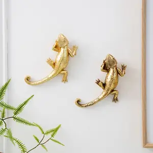 European Style Lizard Wall Hanging Decor, Vintage Resin Craft, Handmade Home Wall Decoration, Wall Mounted Decoration, 1 Piece