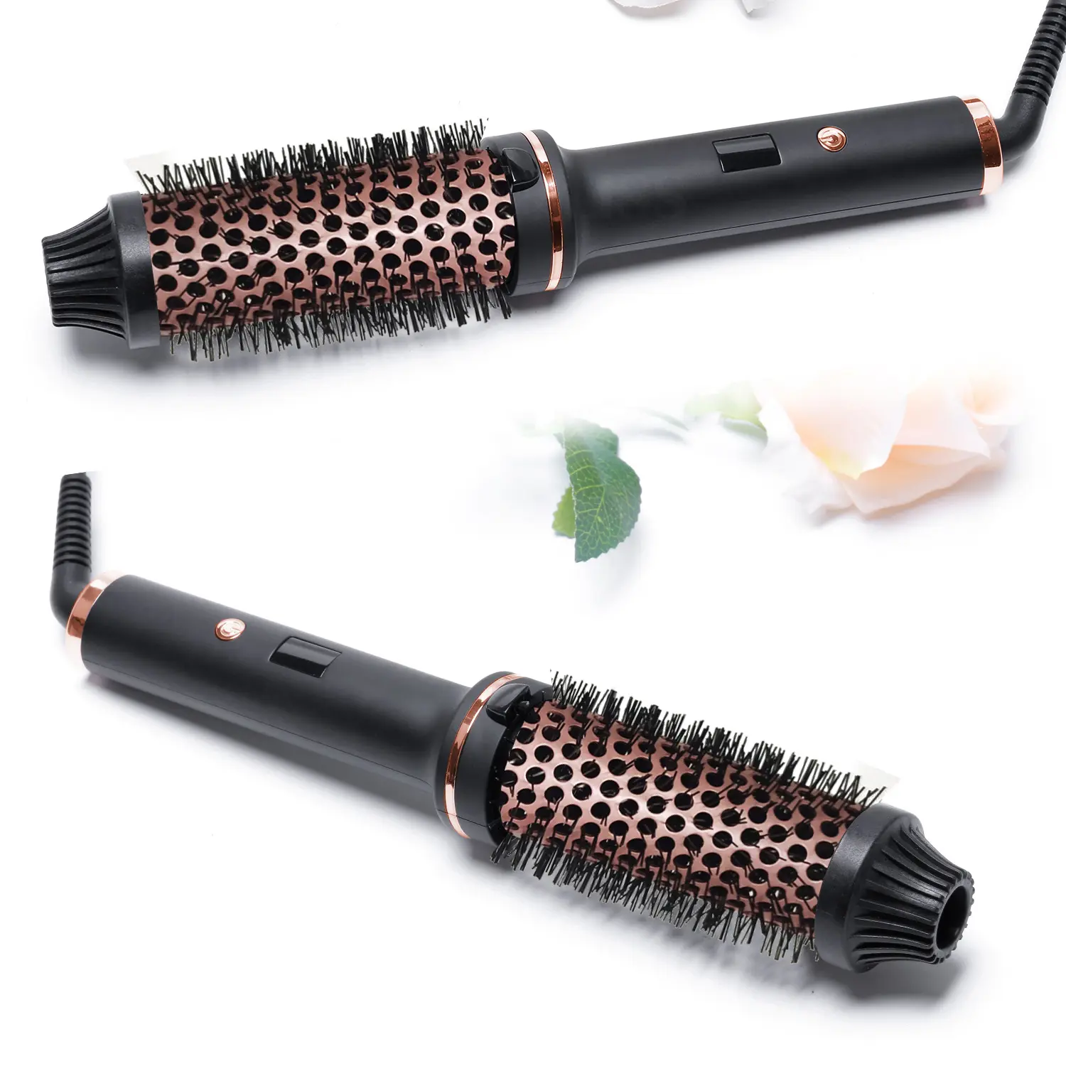 1.5 in Ionic Thermal Blowout Boost Brush, 3-in-1 Styling Tool with LED Digital Display, 300°F-420°F Ceramic Barrel, Anti-Frizz, Automatic Shut-Off, 120-240V Universal Voltage, Rose Gold for Smooth Hair