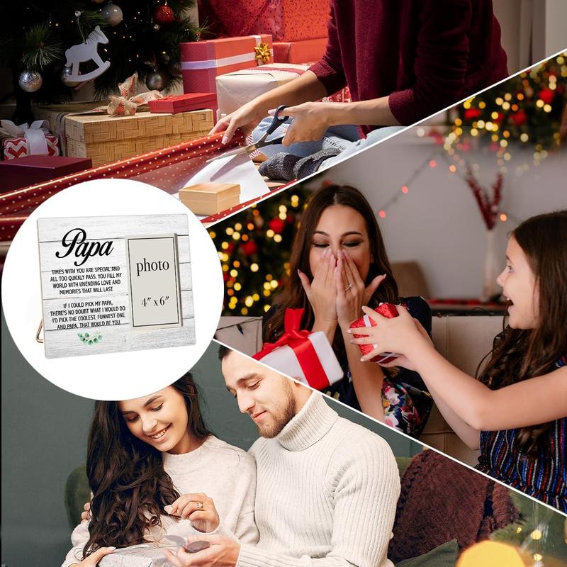 Papa Gift Picture Frame, Gifts for Grandpa Grandad Grandfather, Rustic Papa Wood Picture Frame 8 x 10 Inches, Wall Mount and Tabletop - 4 x 6 Inch Photo