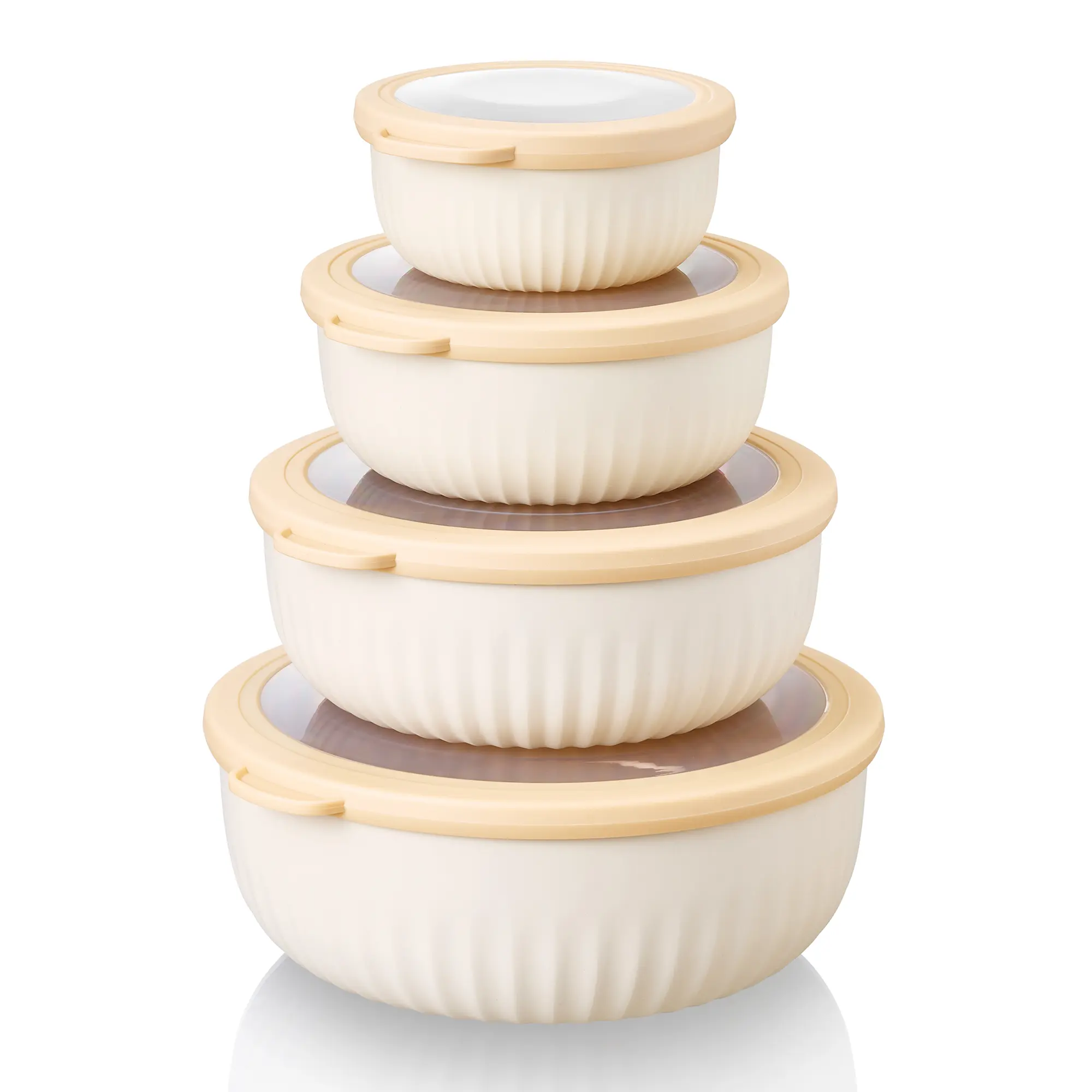 Sorbus 4-Pack BPA-Free Plastic Nesting & Stackable Airtight Round Food Storage Containers Set with Tight-Seal Lids –Space-Saving Reusable Kitchen Meal Prep Bowls for Leftovers, Lunch, Snacks, Freezer-Safe Meals, Mixing Bowls - Salad Bowls Lightweight