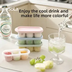 FaSoLa Household Ice Cube Tray is easy to release, prevents odor mixing, comes with a lid, is a silicone three-compartment ice cube mold for homemade baby food