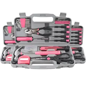 62/39/24piece Tool Set General Household Kit with Plastic Toolbox Storage Case Cutting Plier  for Home, Apartment, Garage & Office Repairs