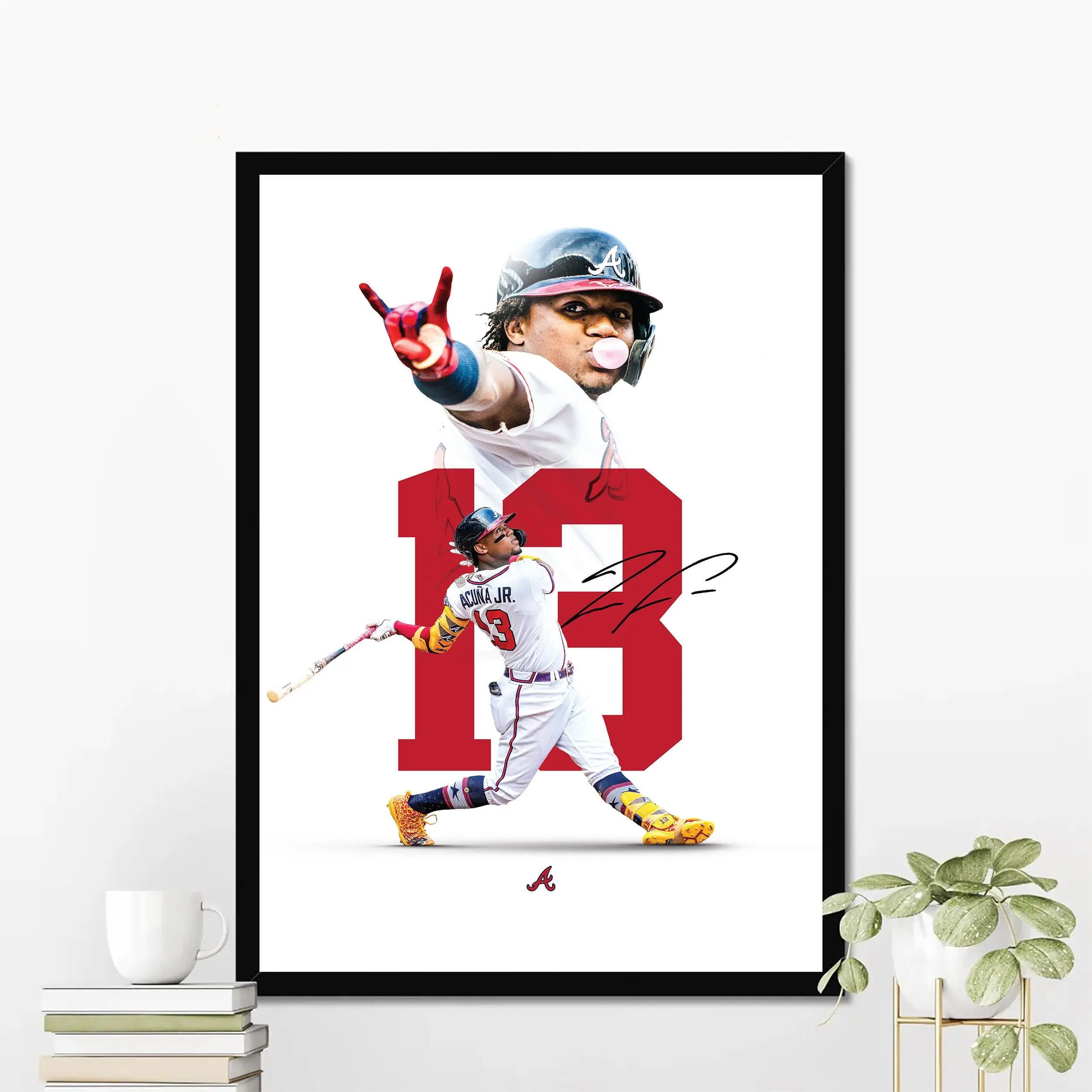 Ronald Acu�a Jr. Atlanta Baseball Poster | White Out Edition Wall Art | Aesthetic Game Day Decor | Sports Fan Gift