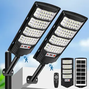 Solar Street Light Outdoor, Commercial LED Cool White Light ,Wide Angle Motion Sensor, Dusk to Dawn ,Waterproof Outdoor Solar Lights with Remote Control,Perfect for Yard,Parking lot and Garden.