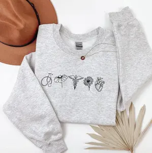 Medical Sweatshirt, Nurse Modern Minimalist Shirt, Doctor RN Gift Tee, Floral Minimal Tee, NICU, PICU, Dr, Cardiology, Peds Cotton Vintage Tops Clothes Casual T-shirt, Hoodie and Sweatshirt