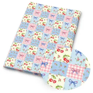 1 piece of cherry check Bows print fabric – 59 x 19.68 inches (150 x 50 cm) pre-cut polyester fabric – suitable for DIY sewing, scrapbooking, tablecloths and crafts