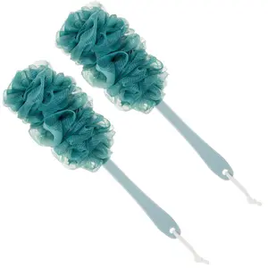 Back Scrubber for Shower,Loofah Long Handle Bath Body Brush,Soft Nylon Mesh Sponge for Shower,Loofah On a Stick for Men Women,Exfoliating Scrub Cleaning Luffa for Elderly(2-Pack,Blue)ZAZK125