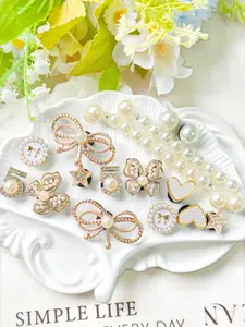 16-Piece Chain Shoe Accessories Set, Detachable Bow Heart Design, Fashion Elegant Shoes Decorations for Sandals Slippers, Detachable Butterfly And Heart Decorations