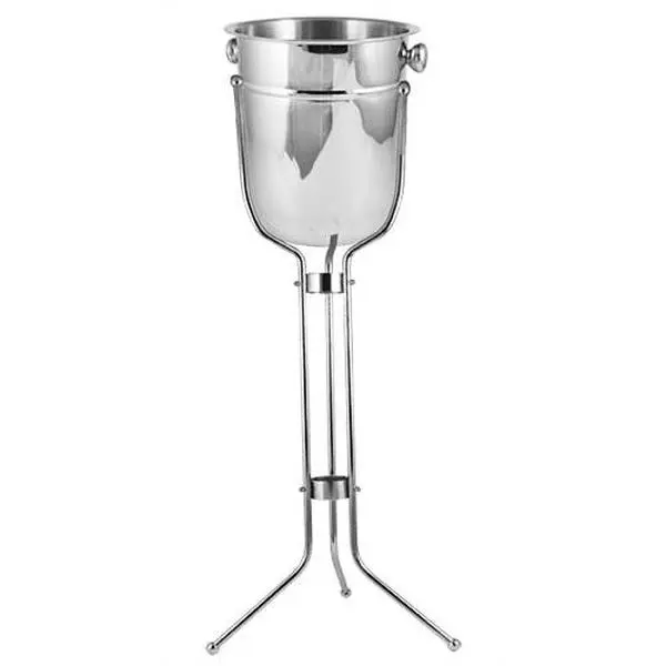 8-Qt Stainless Steel Champagne Bucket with 3-Legged Chrome-Plated Reflective Stand, Bar & Wine Utensil for Home Drink Service (Bucket and Stand Set)