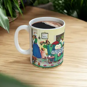 Poke Sleepytime Tea Snorlax Funny Mug, Poke Ceramic Coffee Cup, Poke Gift, Father's Day Gift For Him, Pokedad Mug