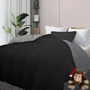 Comforter Queen Size, Reversible Duvet Insert,Black/Grey All Season Blanket, Lightweight, Down Alternative Hotel Comforter with Corner Tabs (Black/Gray, Queen 88x92 Inches)