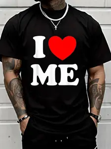 100% Cotton Unisex I Love Me I Red Heart Me I Love Me Myself and I Funny T-Shirt - 2026 Valentine's Day Printed Short-Sleeve T-Shirt Top