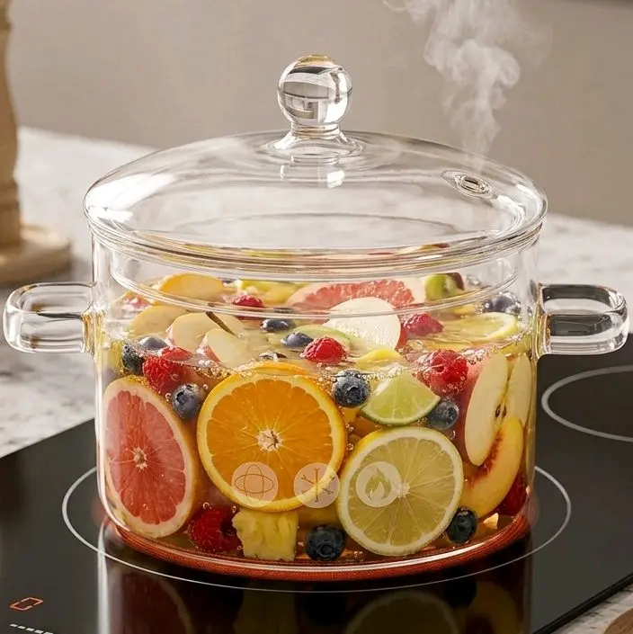 Clear Glass Stovetop Simmer Pot - Home Fragrance Accessory for Lavender Vanilla, Citrus Grove Scents & All Seasons Use