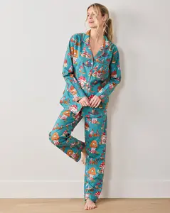 Autumn Critters - Tall Long PJ Set - Teal