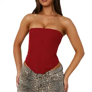 Women Y2k Strapless Bustier Corset Back Zip Mesh Boned Bodyshaper Tube Top Sexy Going Out Cami Tops Party Outfits