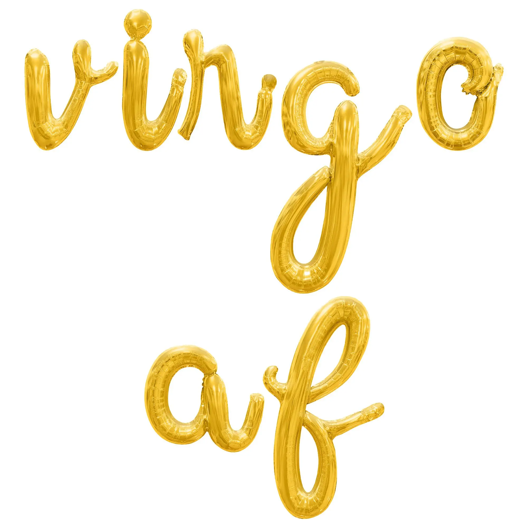 Cursive Script Letter Balloons - VIRGO AF 16" Inch Alphabet Letters Foil Mylar Balloon Virgo Birthday Party Banner