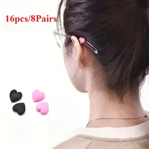 8 Pair Cute Heart Design Anti-Slip Silicone Eyeglasses Retainer Holder Ear Grips Holder Ear Hooks for Sunglasses Reading Glasses