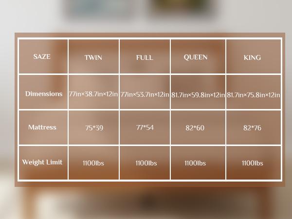 Wood Bed Frame with Headboard - Walnut Finish, Solid Wood Slat Support System, No Box Spring Required