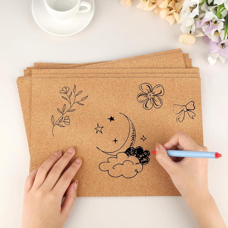 10 Pack Self-Adhesive Cork Board, 30 x 21 cm, Cork Pin Board, 1 mm Thick Cork Board, Cork Mat, Self-Adhesive DIY Notice Board, Rectangular Insulated Cork Panels for Crafts Office School Kitchen