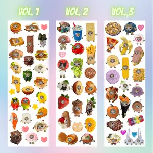 Kawaii Snack Cat Sticker Sheet - Cute Cat Design for Snack Time - Ideal for Cats and Their Owners