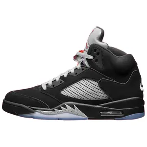 Jordan Air Jordan 5 Black Metallic Reimagined High-Top Retro Basketball Shoes for Men with Slip-Resistant Traction