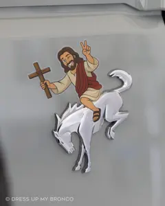 Jesus Take the Wheel — Bronco Emblem Vinyl Decal (Faith + Easter Edition)