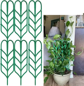 Garden Trellis for Climbing Plants 6 PCS Plastic Indoor Trellis for Potted Plants Green Stackable Mini Climbing (6 Packs)
