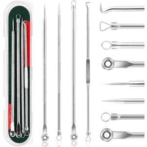4 Pcs Blackhead Remover Pimple Popper Tool Kit, Comedone Pimple Extractor Acne Tools for Face Nose, Stainless Acne Needle , Silver