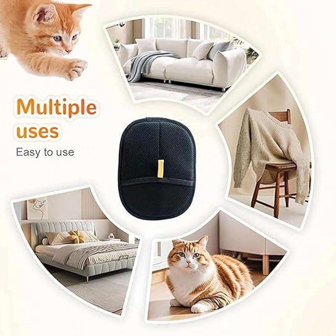 Double-Sided Electrostatic Pet Hair Remover Glove, Ideal for Pet Grooming, Removes Hair from Furniture, Carpet, Pet Bed, and Cat Tree, Reusable Tool