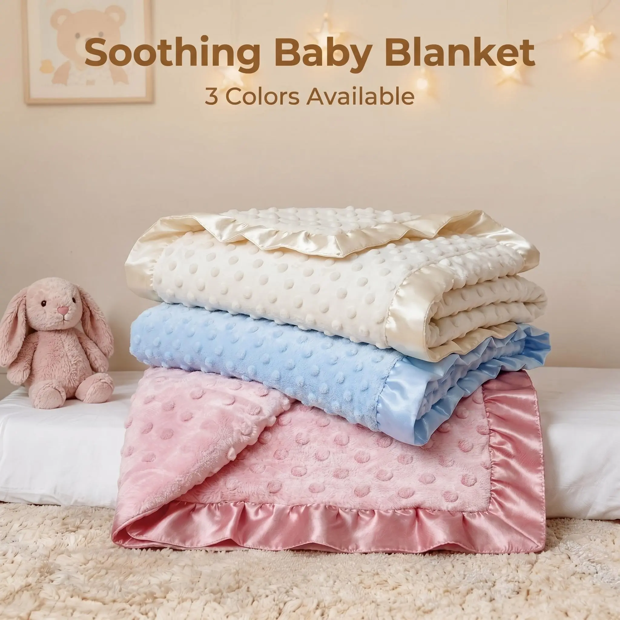 Multifunctional Baby Blanket Ruffled Lace Edge, Super Soft Material Cozy Fuzzy Swaddle Wrap, Cute Newborn Receiving Blanket, Breathable Design Lightweight Nursery Crib Washable Bedding, Stroller Cover Tummy Time Mat Toddler Bed Blanket