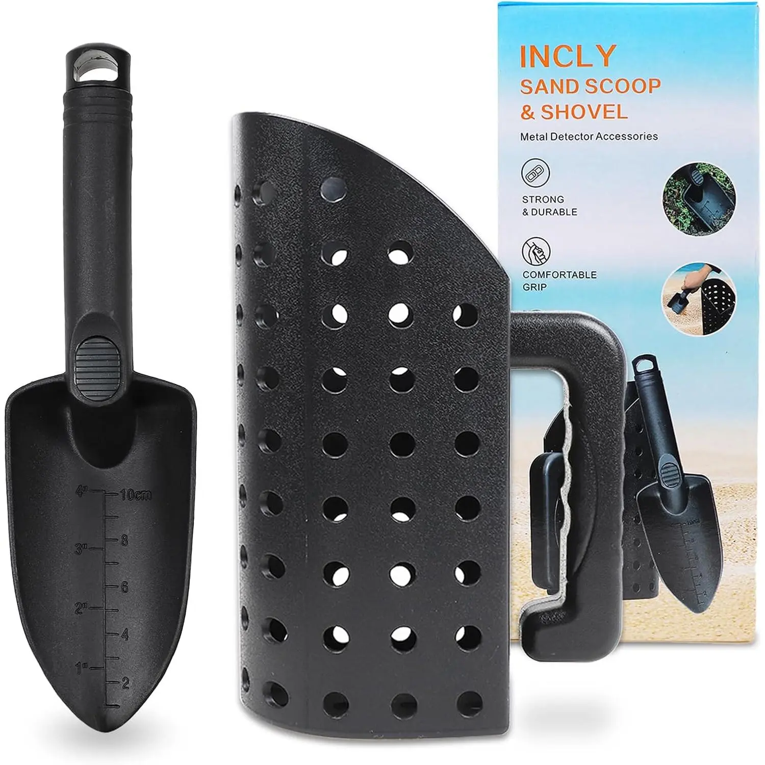 Sand Scoop for Metal Detecting, Metal Detector Tools Heavy Duty Digging Shovel and Sand Sifter for Beach Shelling