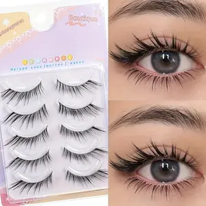 Fairy False Eyelashes, 5 Pairs Thick Natural Appearance False Eyelashes, C-Curl 10-12mm Long False Eyelashes, Suitable for Beginners
