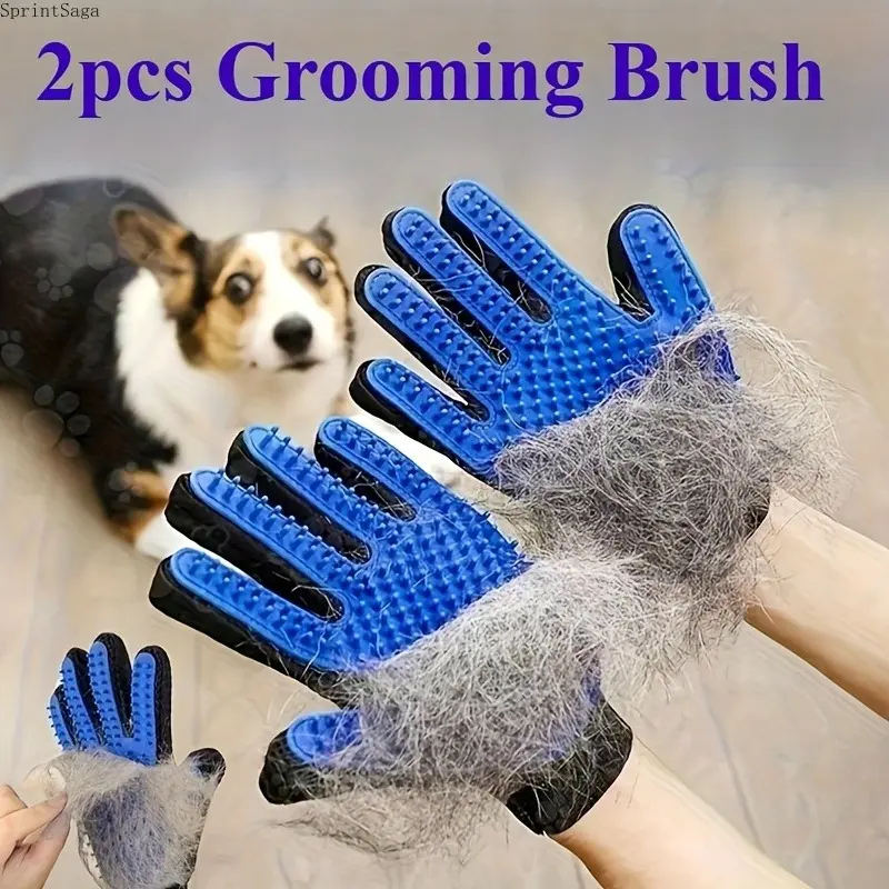 2-Pack Pet Grooming Gloves, Deshedding Hair Remover Mitts for Dogs and Cats, Soft Silicone Massage Gloves for Easy Fur Removal, Gentle Grooming and Bathing Tool, Reusable Breathable Design for Daily Pet Care tiktokshopbacktoschool