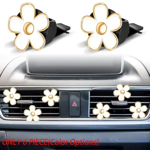 6 Pcs Daisy Flower Air Vent Clip Accessories Air Conditioning Outlet Clip Car Air Freshener Dashboard Accessories Charm Car Inter Decor(3.3 cm)