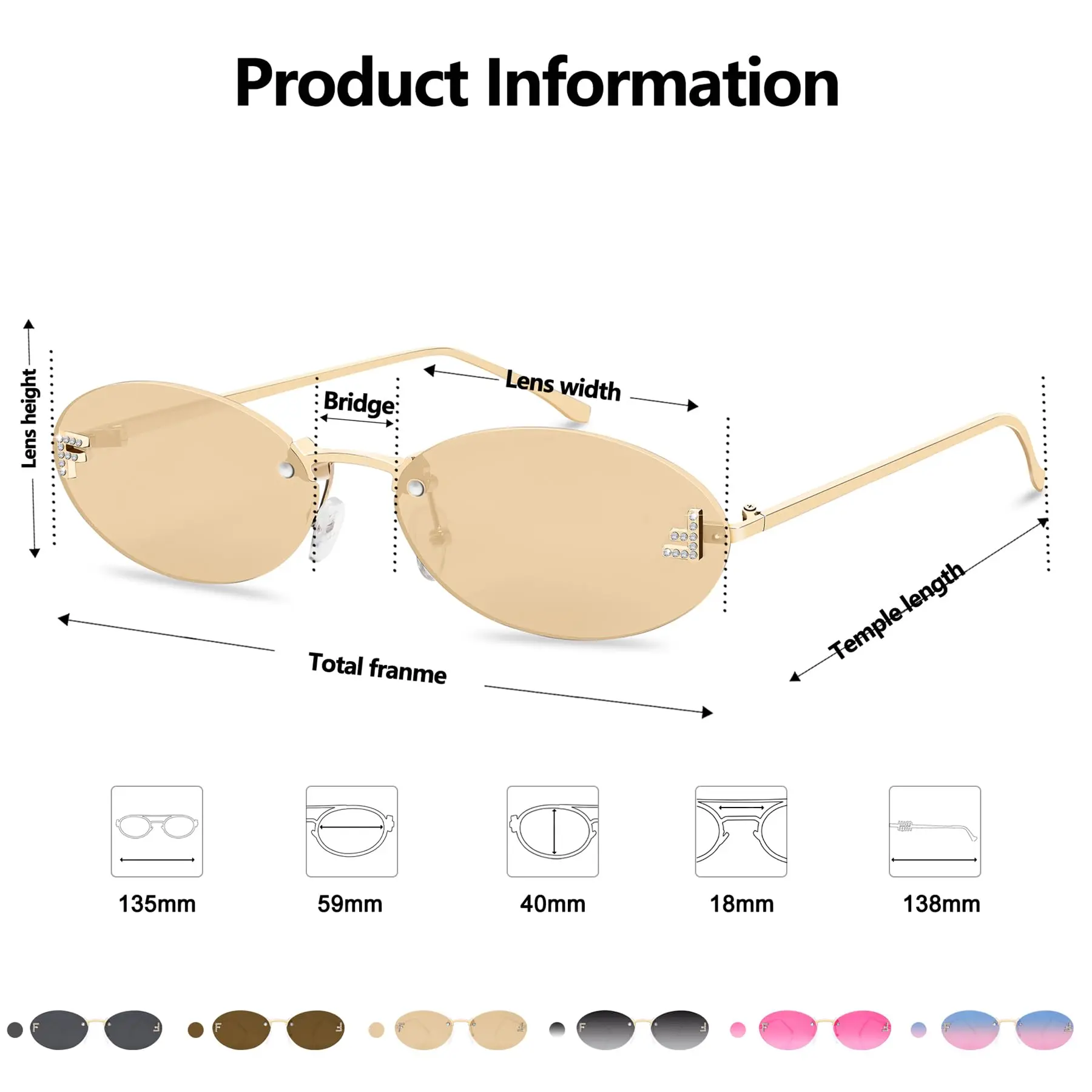 Oversized Aviator Sunglasses Metal Frame Rimless Retro Y2K Chic Style Shop AMETHYST Rimless Y2K Vintage Fashion Sunglasses | Giant  main image 3
