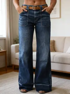Women's Loose Straight Leg Denim Jeans, Comfortable Casual Style, Perfect for Daily Wear and Outdoor Activities, multicolored spring  jeans