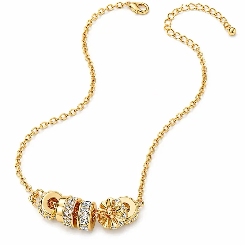 Mixed Metal Multi-Ring Pendant Necklace