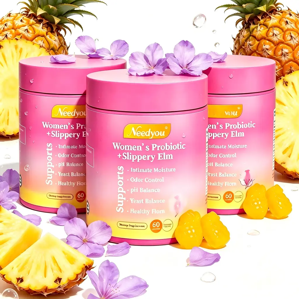 Her Juicy Feminine Probiotics Gummies – Balancing Intimate Supplement Slippery Elm, Prebiotics & Lactobacillus Blend for Women’s Dryness Discomfort & Healthy pH, Hawaiian Pineapple 60 Counts