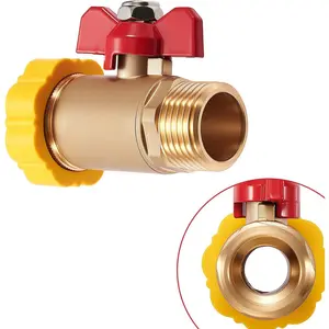 Full Flow Brass 3/4''GHT High Flow Garden Hose Shut Off Valve Hose,Heavy Duty No Restricted-Flow Water Shut-Off Connector,Full Port Ball Valve Adapter
