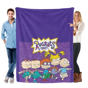 Rugrats Cartoon Blanket Soft Cozy Kids Throw Blanket Retro Cartoon Fleece Blanket for Boys Girls Bedroom Sofa Bed Warm Plush Gift for Cartoon Lovers and Kids Room Decor