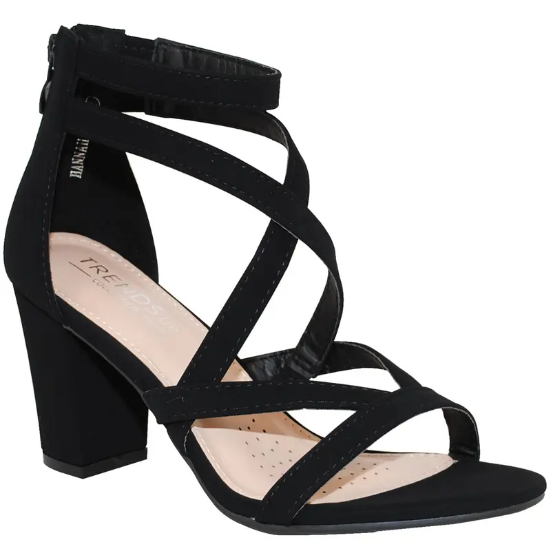 TRENDSUP Collection Fashion Women's Chunky Heel Ankle Strap Trendy Sandals with 3.25 inches Heels High-Quality Nubuck Material Platform Rubber Sole Elegant Summer Footwear